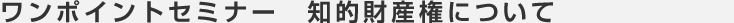 ワンポイントセミナー　知的財産権について